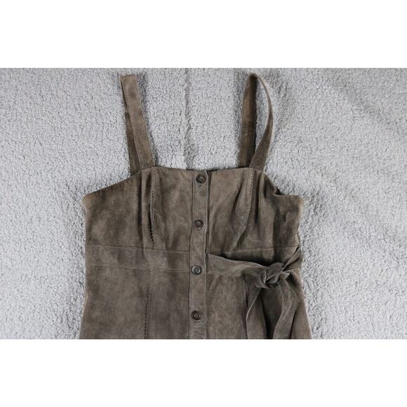 Worth Dress Suede Womens 2 Brown Suede Classic Button Front Overall - Picture 4 of 7